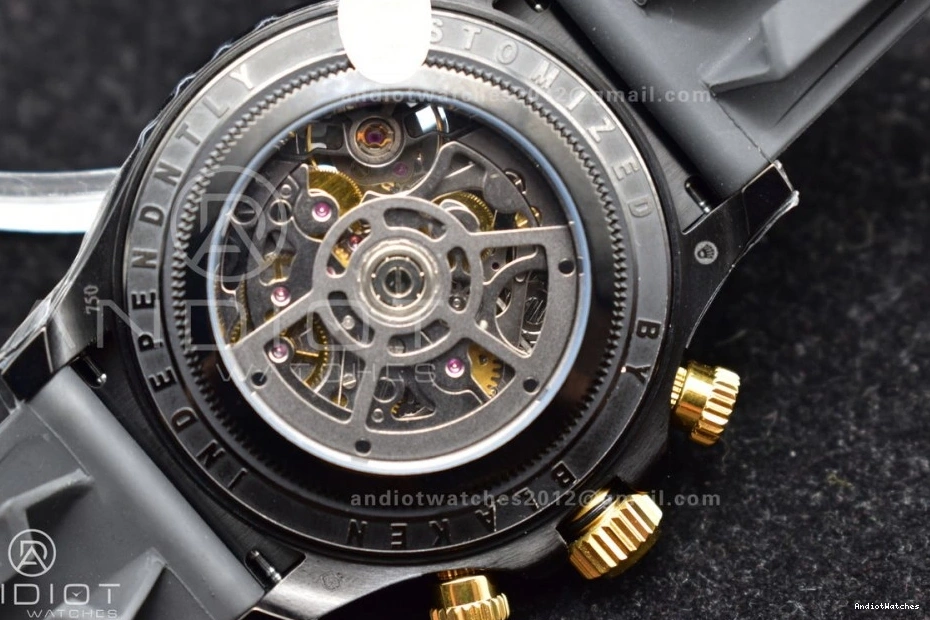 Daytona 523 SA Rubber PVD Black Strap Ceramic Gold Skeleton on Dial Edition Best Blaken GETF Bezel Colorful 1116